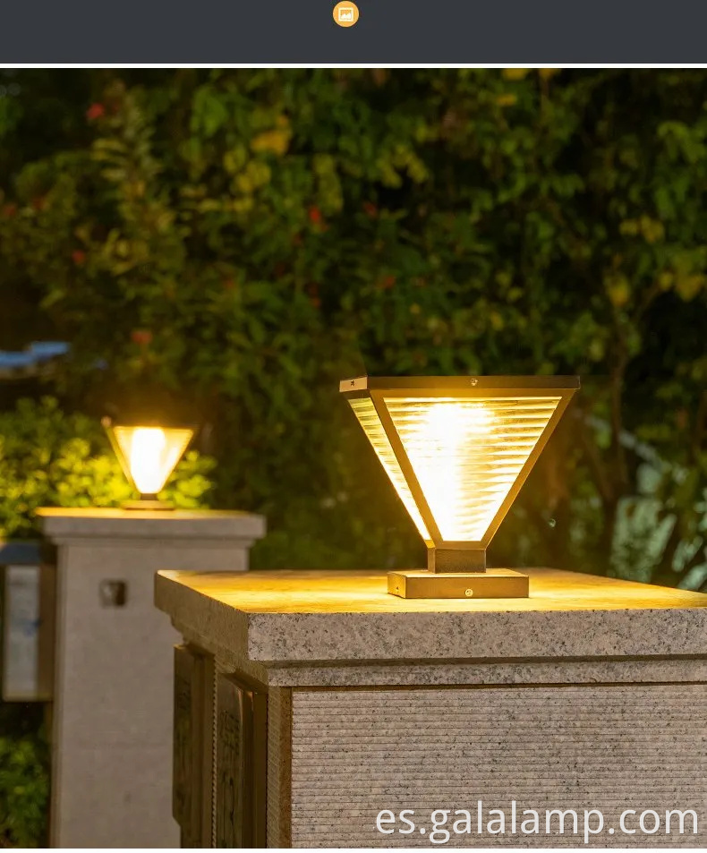 Modernas luces de columna solar al aire libre para patios y pasarelas